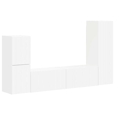 vidaXL TV-Schrankset Wandmontiert 4 pcs Weiß Holzwerkstoff