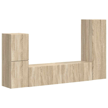 vidaXL TV-Schrankset Wandmontiert 4 pcs Sonoma-Eiche Holzwerkstoff