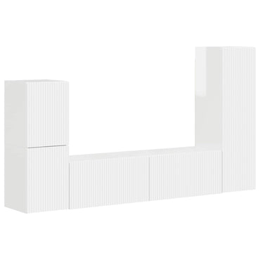 vidaXL TV-Schrankset Wandmontiert 4 pcs Hochglanz Weiß Holzwerkstoff