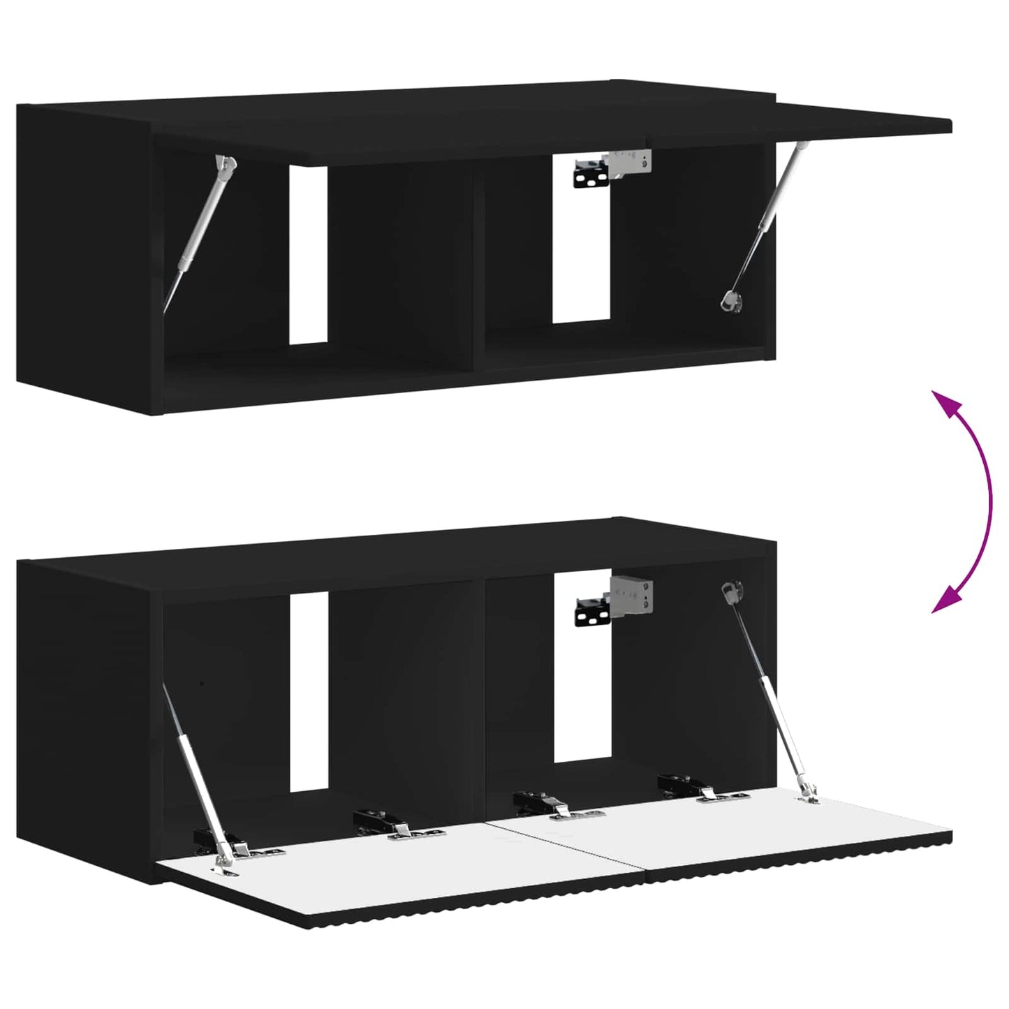 vidaXL TV-Schrankset Wandmontiert 4 pcs Schwarz Holzwerkstoff