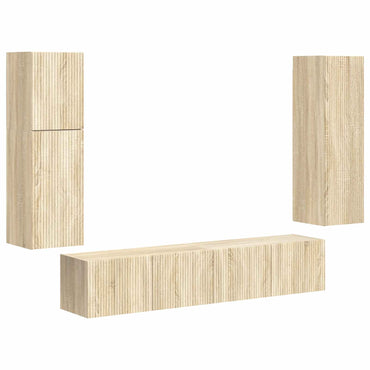 vidaXL TV-Schrankset Wandmontiert 4 pcs Sonoma-Eiche Holzwerkstoff
