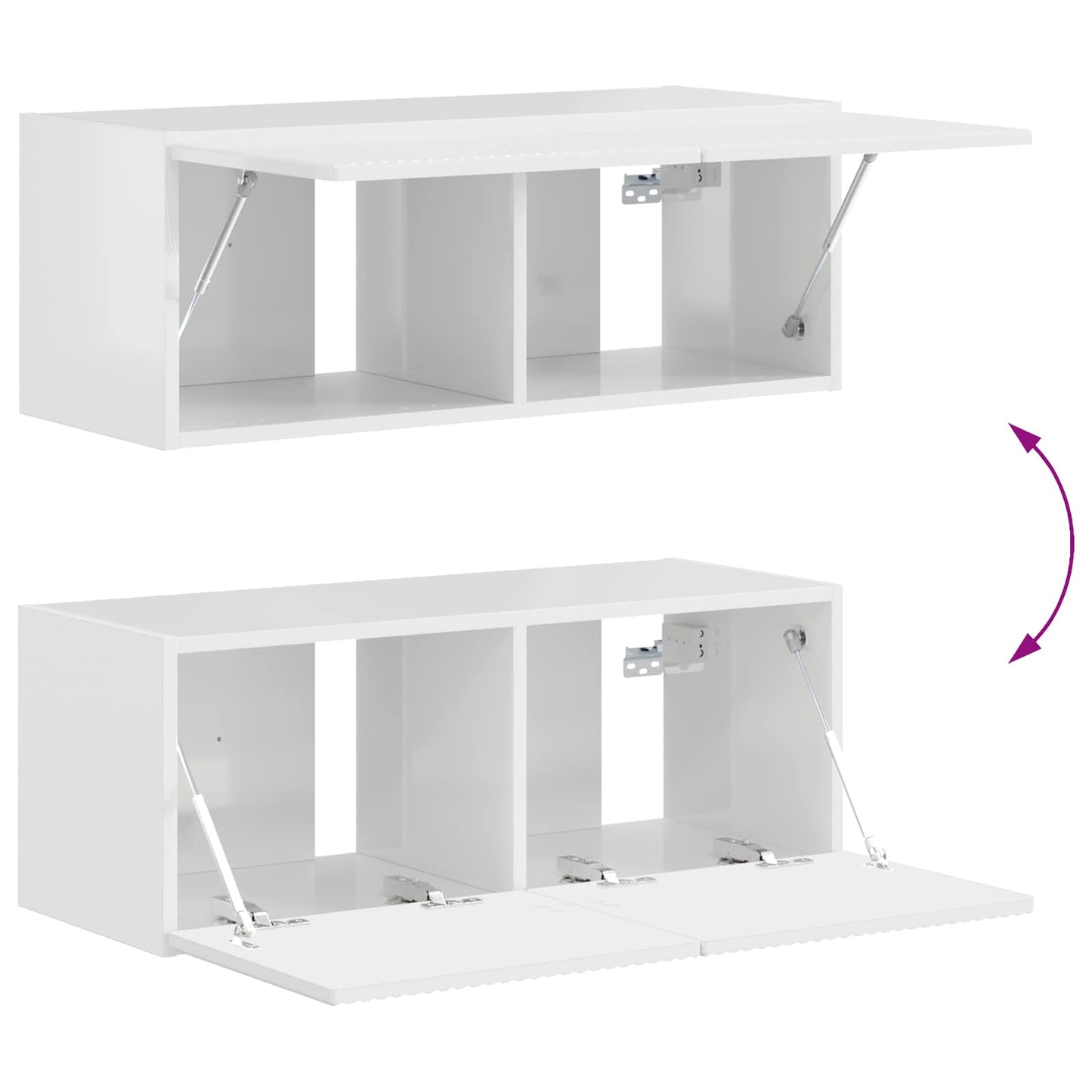 vidaXL TV-Schrankset Wandmontiert 4 pcs Hochglanz Weiß Holzwerkstoff