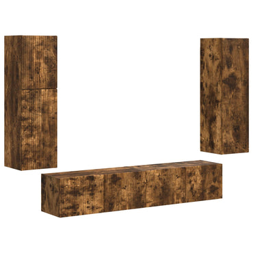 vidaXL TV-Schrankset 4 pcs Geräucherte Eiche Holzwerkstoff