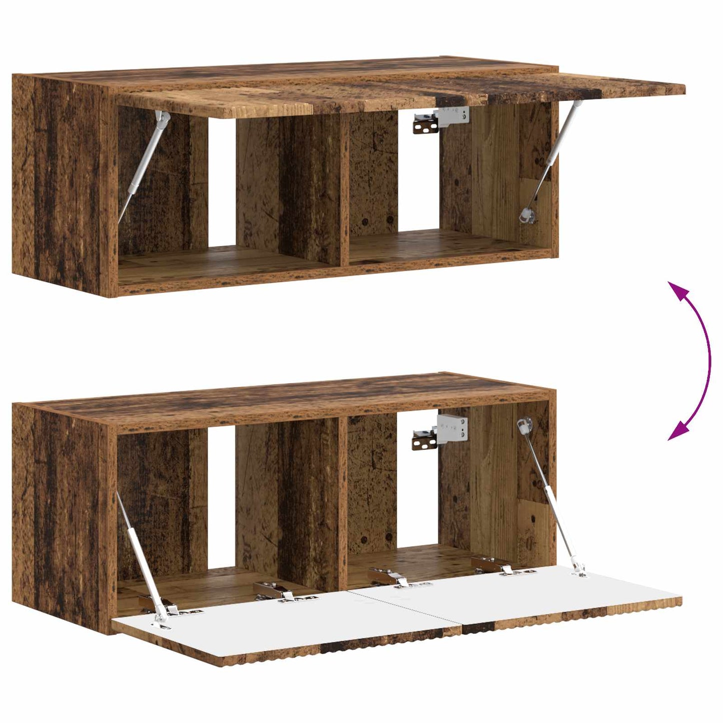 vidaXL TV-Schrankset Wandmontiert 4 pcs Altholz Holzwerkstoff