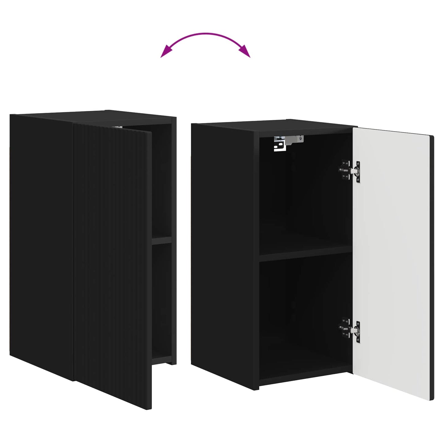 vidaXL TV-Schrankset Wandmontiert 4 pcs Schwarz Holzwerkstoff