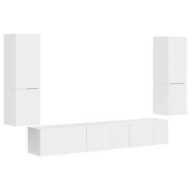 vidaXL TV-Schrankset Wandmontiert 4 pcs Hochglanz Weiß Holzwerkstoff