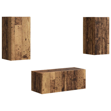 vidaXL TV-Schrankset Wandmontiert 6 pcs Altholz Holzwerkstoff