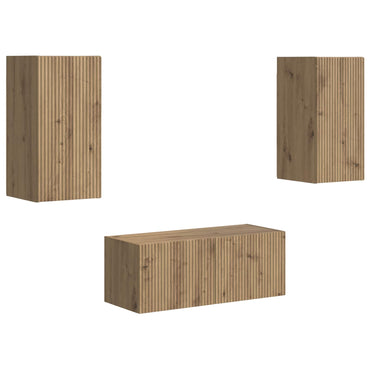 vidaXL TV-Schrankset Wandmontiert 6 pcs Artisan-Eiche Holzwerkstoff