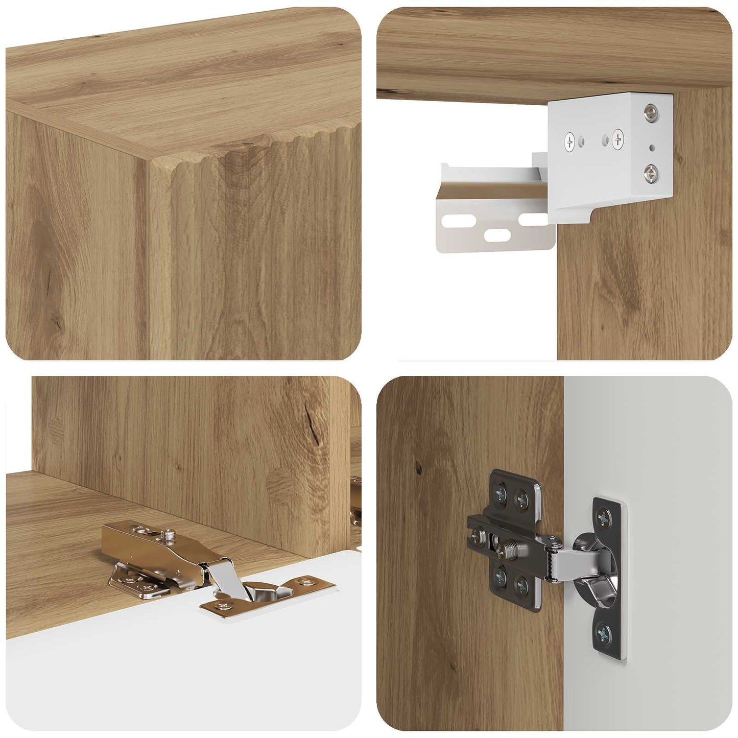 vidaXL TV-Schrankset Wandmontiert 4 pcs Weiß Holzwerkstoff