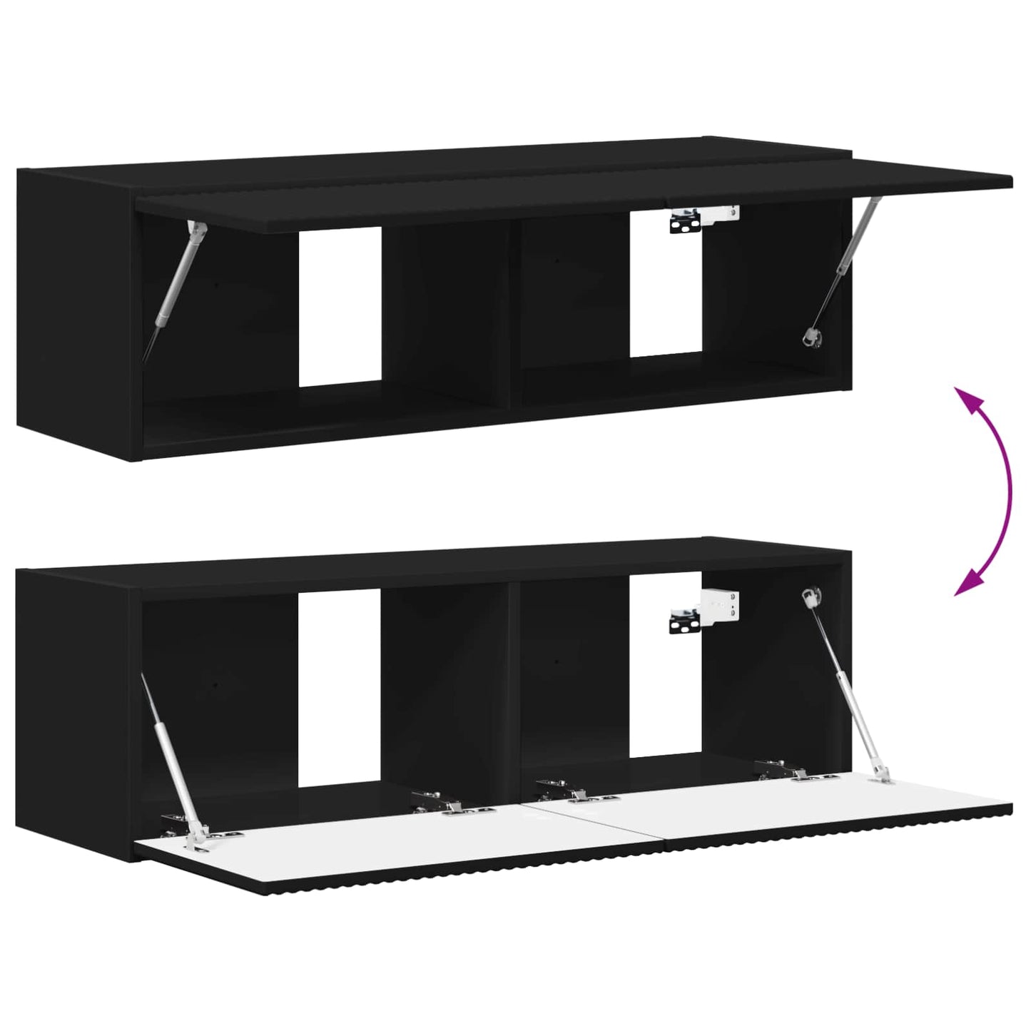 vidaXL TV-Schrankset Wandmontiert 5 pcs Schwarz Holzwerkstoff