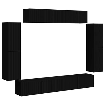 vidaXL TV-Schränk 8 pcs Schwarz