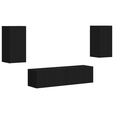 vidaXL TV-Schrankset 4 pcs Schwarz Holzwerkstoff