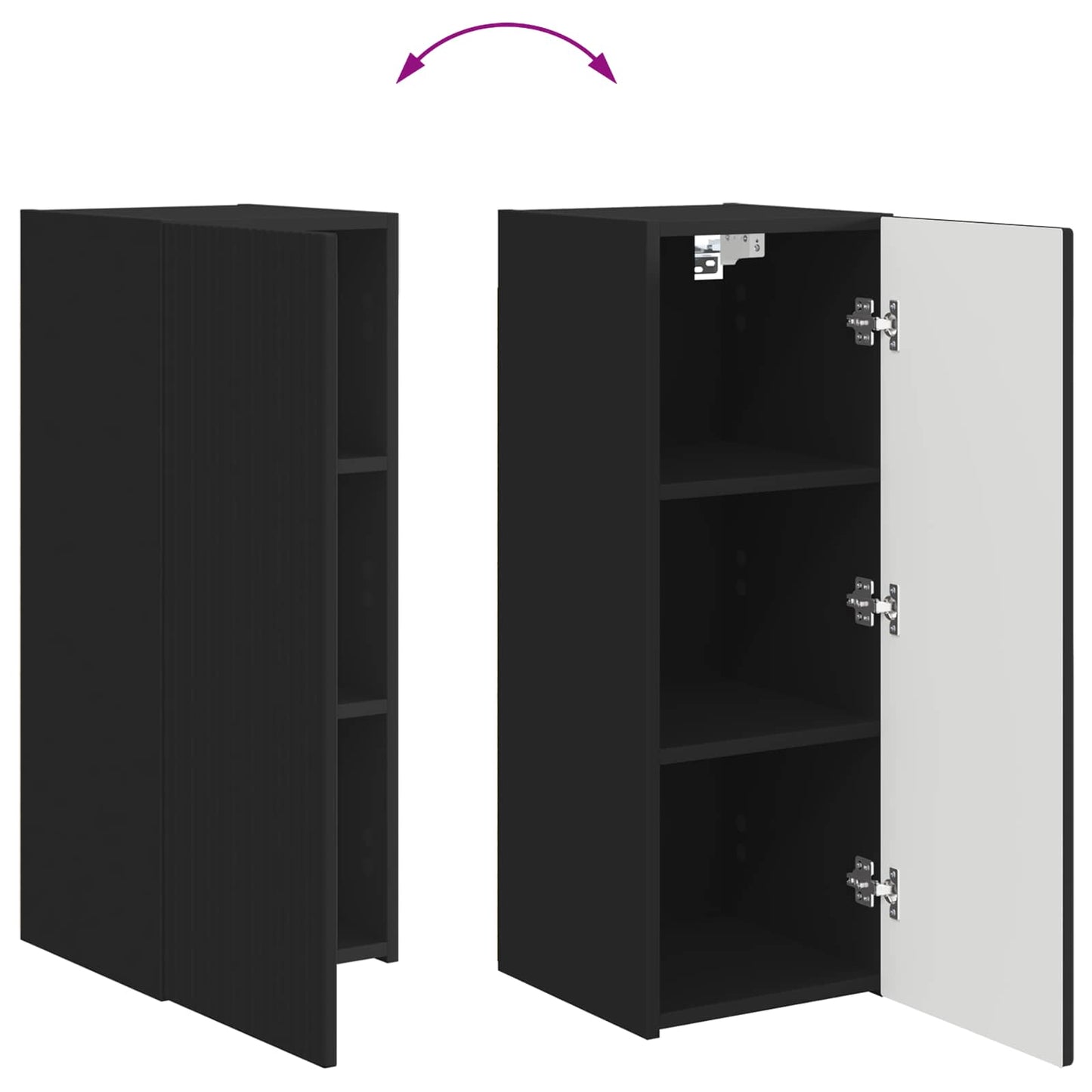 vidaXL TV-Schrankset 4 pcs Schwarz Holzwerkstoff
