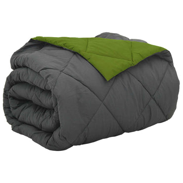 vidaXL Ganzjahresbettdecke Grün und Anthrazit 220 x 260 cm Mikrofaser