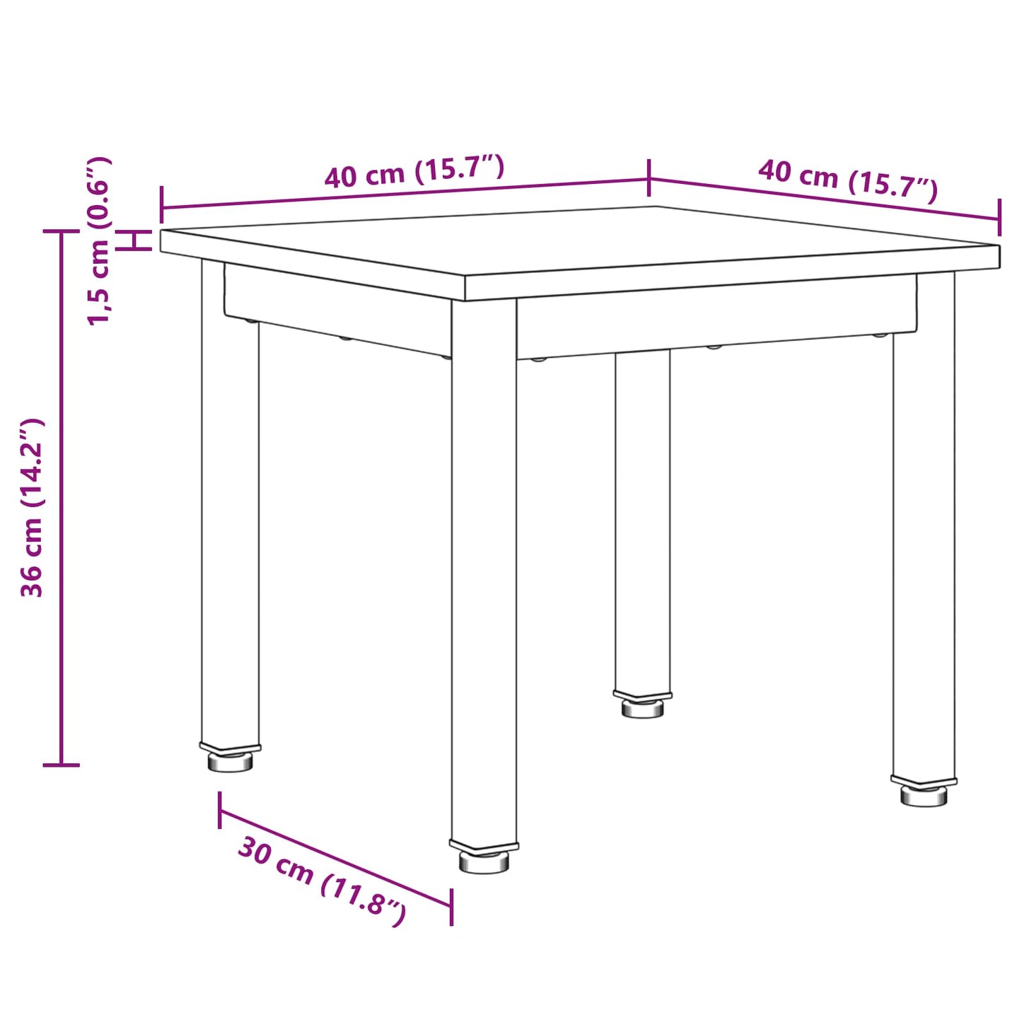 Couchtisch Schwarz Eichen-Optik 40 x 40 x 36 cm Holzwerkstoff