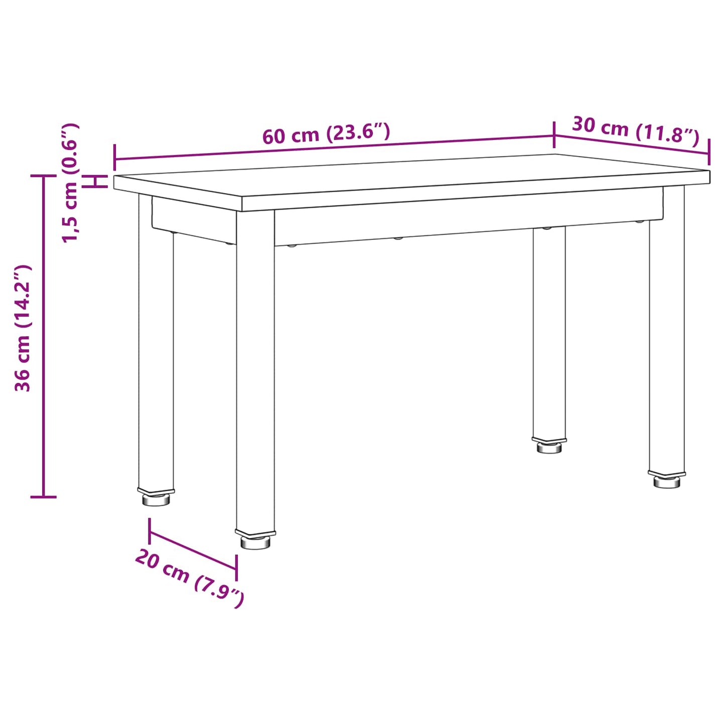 Couchtisch Raucharbe 60 x 30 x 36 cm Holzwerkstoff