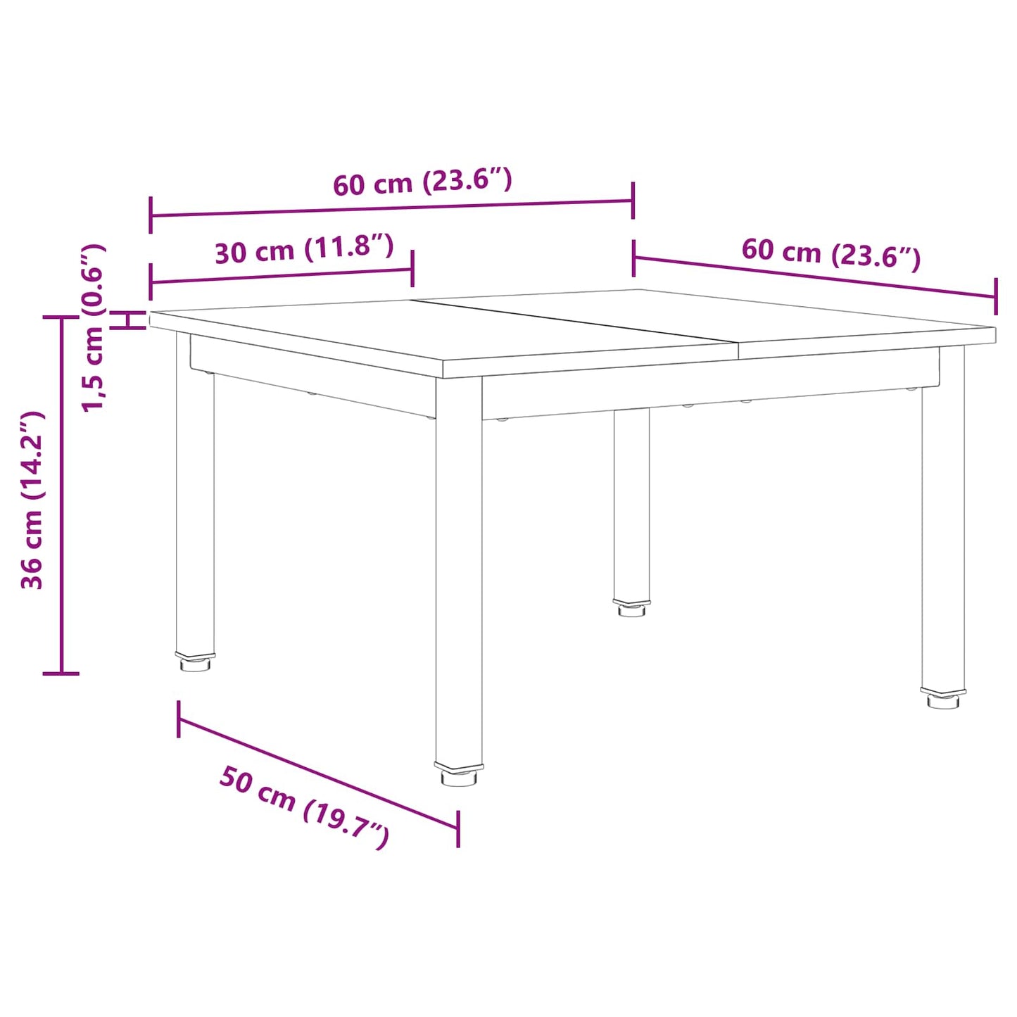 vidaXL Couchtisch Raucharbe 60 x 60 x 36 cm Holzwerkstoff