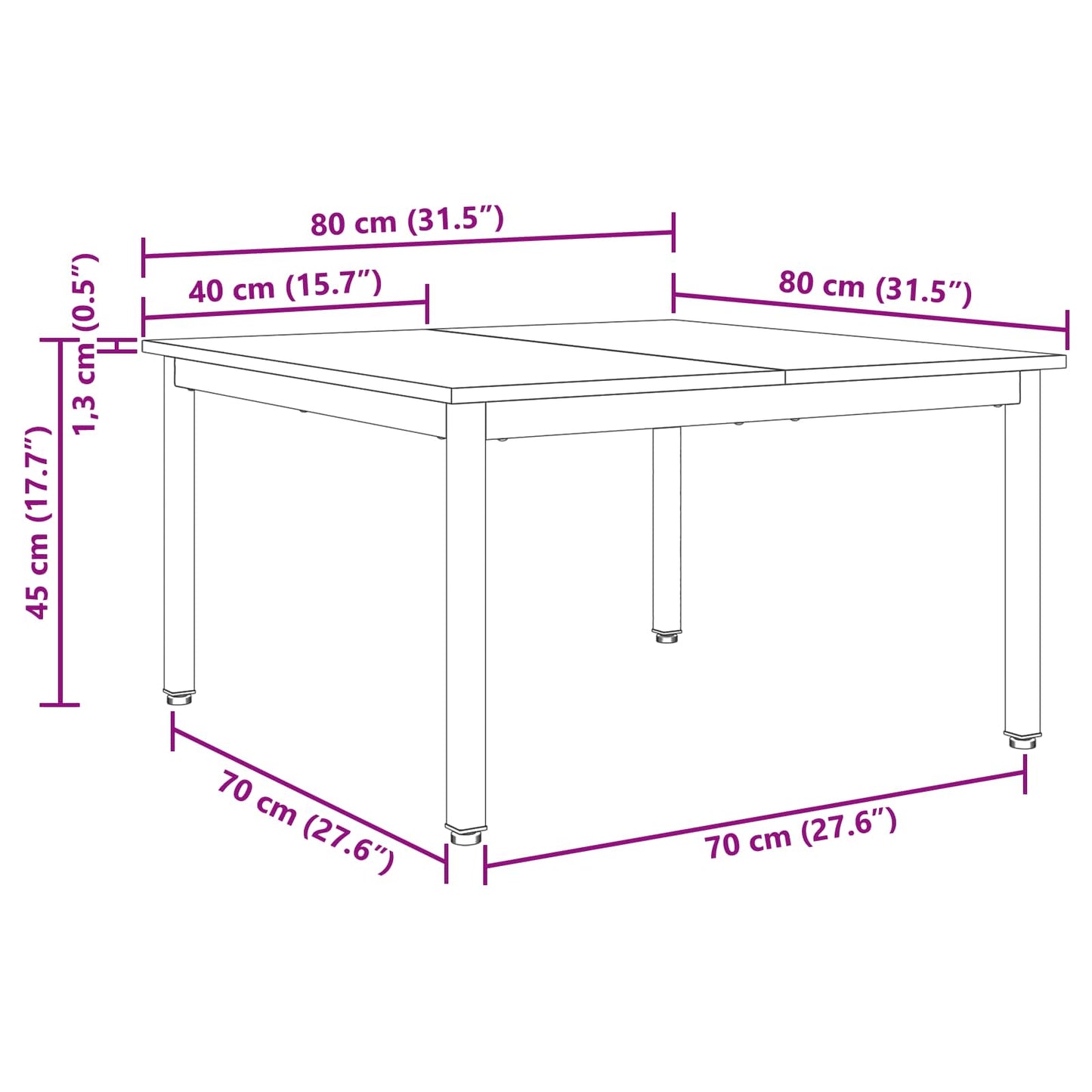 vidaXL Couchtisch Raucharbe 80 x 80 x 45 cm Holzwerkstoff