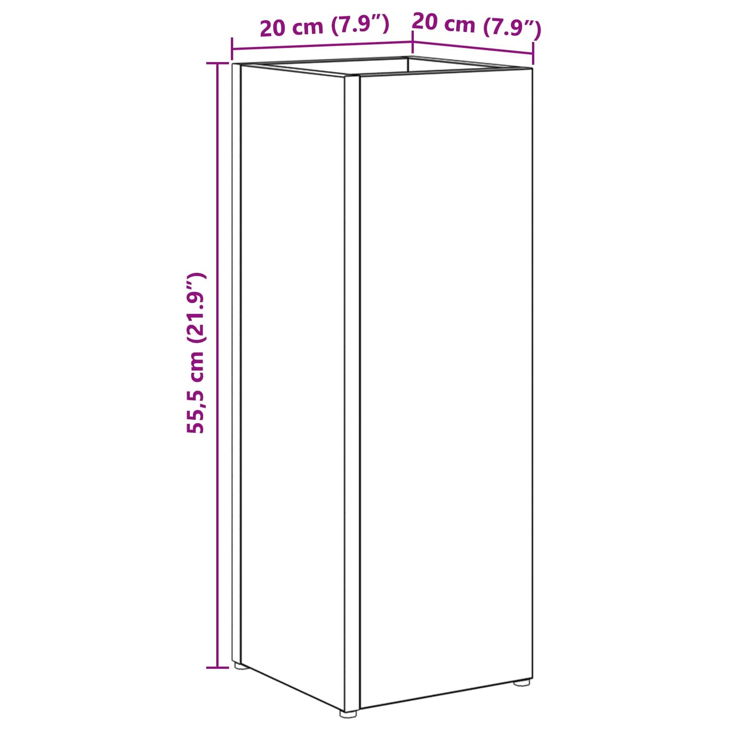 Sonnenschirmhalter Schwarz Eichen-Optik 20 x 20 x 55,5 cm