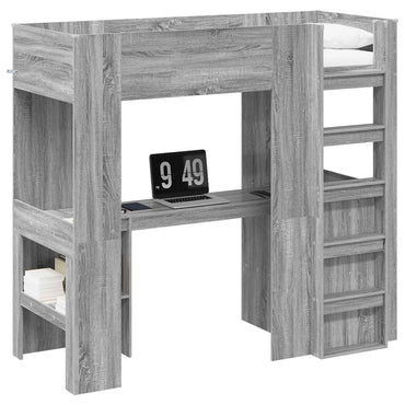 vidaXL Etagenbettgestell mit Schreibtisch Graues Sonoma 75 x 190 cm