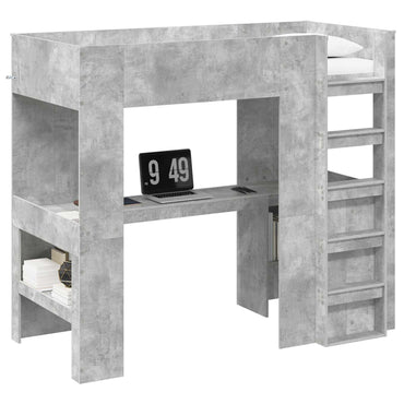 vidaXL Etagenbettgestell mit Schreibtisch Beton Grau 90 x 200 cm
