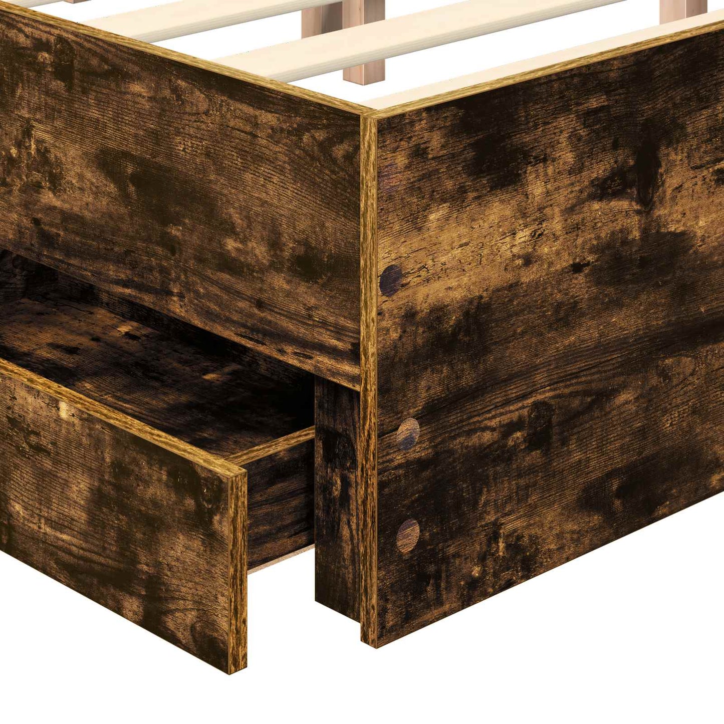 Bettrahmen Geräucherte Eiche 200 x 200 cm Ingenieurs Holz