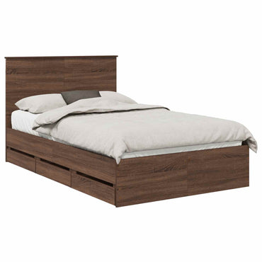 vidaXL Bettrahmen Braun Eichen-Optik 120 x 190 cm Ingenieurs Holz