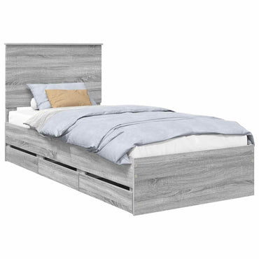 vidaXL Bettrahmen Graues Sonoma 90 x 200 cm Ingenieurs Holz