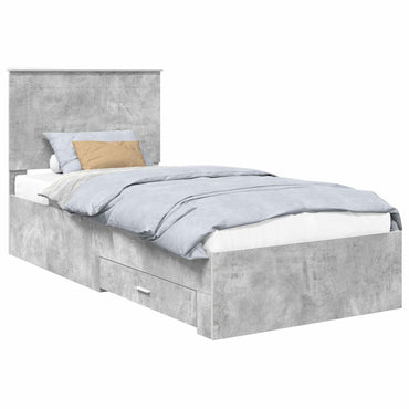vidaXL Cadre de lit avec tête de lit Gris Béton 90 x 200 cm Bois d'ingénierie