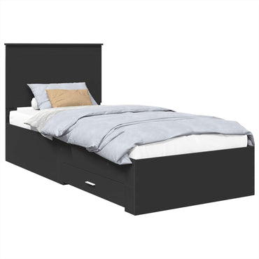 vidaXL Bettrahmen Schwarz und Silber 75 x 190 cm Holzwerkstoff
