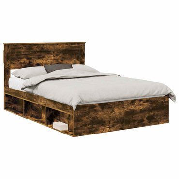 vidaXL Cadre de lit Chêne fumé 140 x 200 cm Pin massif