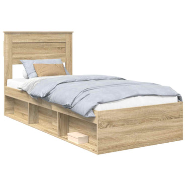 vidaXL Bettrahmen Sonoma-Eiche 75 x 190 cm Massives Kiefernholz