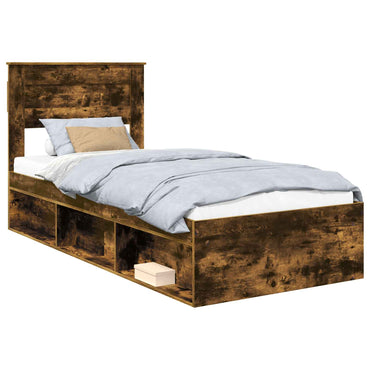 vidaXL Bettrahmen Geräucherte Eiche 75 x 190 cm Massives Kiefernholz