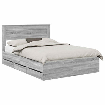 vidaXL Bettrahmen Graues Sonoma 140 x 190 cm Ingenieurs Holz