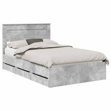vidaXL Bettrahmen mit Kopfteil Beton Grau 120 x 200 cm Ingenieurs Holz