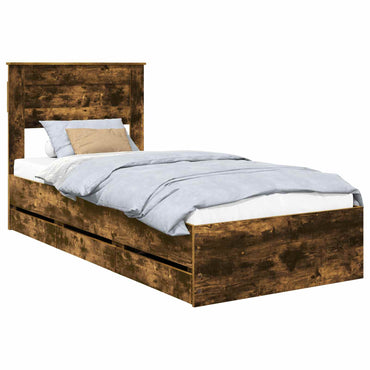vidaXL Bettrahmen Geräucherte Eiche 90 x 200 cm Ingenieurs Holz