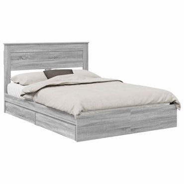 vidaXL Lit de rangement gris Sonoma 140 x 200 cm en bois d'ingénierie