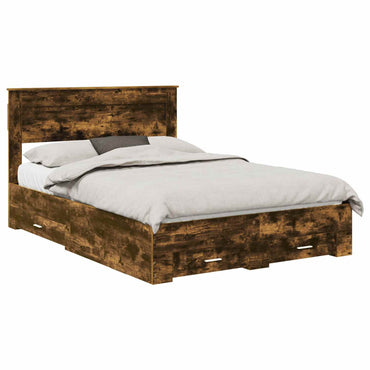 vidaXL Bettrahmen Geräucherte Eiche 140 x 190 cm Holzwerkstoff