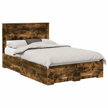 vidaXL Bettrahmen Geräucherte Eiche 120 x 200 cm Holzwerkstoff