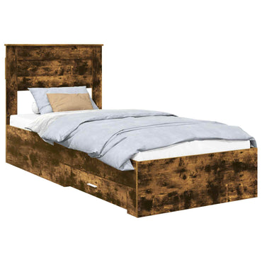 vidaXL Cadre de lit Chêne fumé 90 x 200 cm Bois d'ingénierie