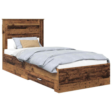 Cadre de lit avec tête de lit vidaXL bois de récupération 90 x 200 cm bois d'ingénierie