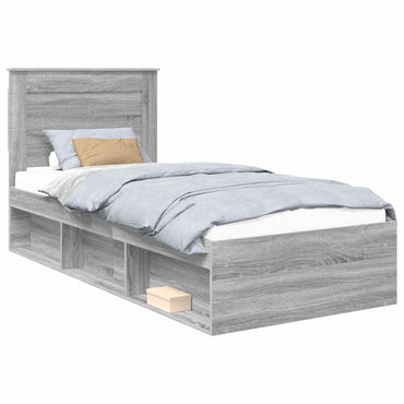 vidaXL Cadre de lit Gris Sonoma 90 x 190 cm Bois de pin massif