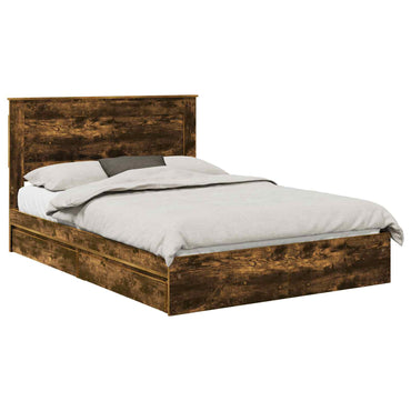 vidaXL Aufbewahrungsbett Geräucherte Eiche 150 x 200 cm Holzwerkstoff