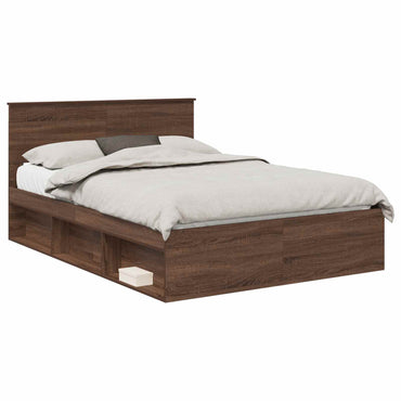 vidaXL Bettrahmen Braun Eichen-Optik 140 x 200 cm Massives Kiefernholz