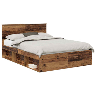 vidaXL Bettrahmen Altholz 135 x 190 cm Massives Kiefernholz