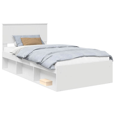 vidaXL Bettrahmen mit Kopfteil Weiß 100 x 200 cm Massives Kiefernholz