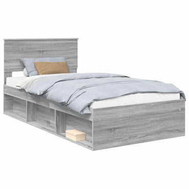 vidaXL Bettrahmen Graues Sonoma 100 x 200 cm Massives Kiefernholz