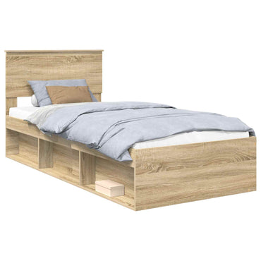 vidaXL Bettrahmen mit Kopfteil Sonoma 90 x 190 cm Massives Kiefernholz