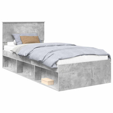 vidaXL Bettrahmen Beton Grau 90 x 190 cm Massives Kiefernholz