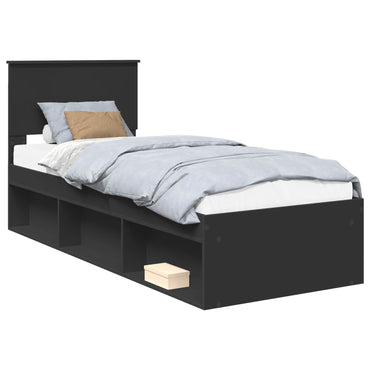 vidaXL Bettrahmen Schwarz 75 x 190 cm Massives Kiefernholz